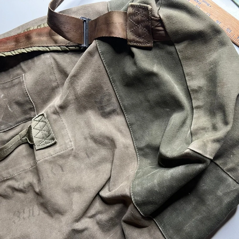 Vintage Military Canvas Duffle Bag Olive Drab Green Sea Bag Top Load 34x22